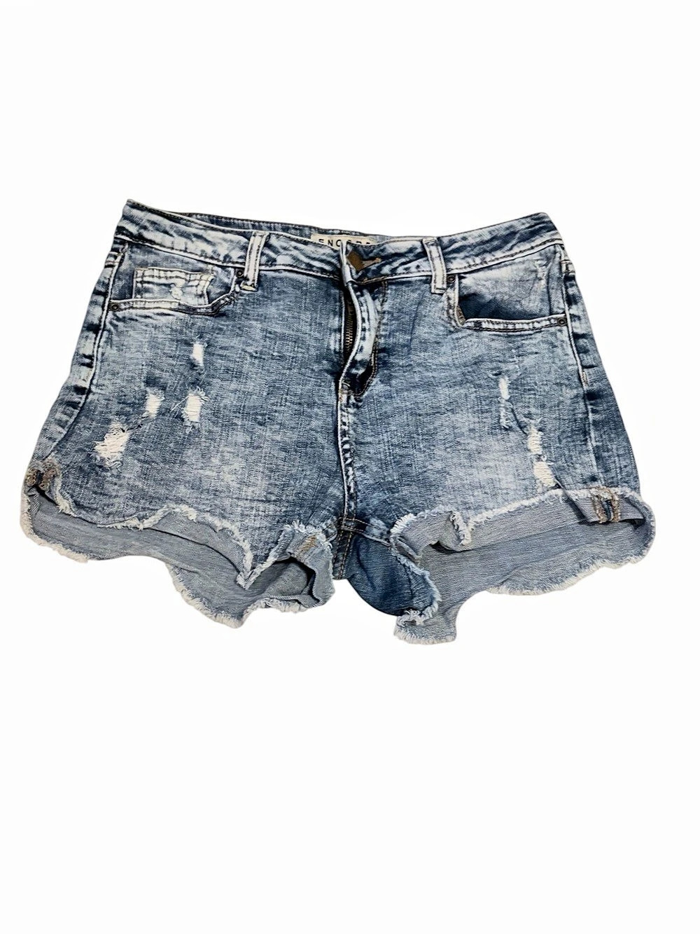 Encore acid wash Distressed Denim Jean Shorts in Size 9